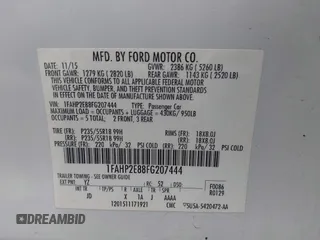 2015 Ford Taurus SEL with VIN 1FAHP2E88FG207444, listed as a IAAI auction lot 41728158 with Not Provided miles and . Bid and sale history available at carsss.com. Image 9.