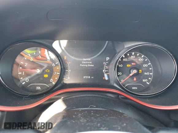 2018 Jeep Compass Trailhawk z VIN 3C4NJDDB0JT130449, wystawiony jako Copart lot #57486015 z przebiegiem 87 318 mil mil oraz Szkoda całkowita • Salvage title. Historia ofert i sprzedaży dostępna na DreamBid. Obrazek 9.