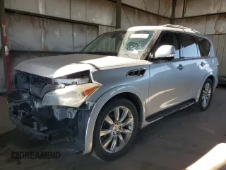 2012 Infiniti QX56 7-passenger with VIN JN8AZ2NF8C9515013, listed as a Copart auction lot 73123884 with 124,300 mi miles and Salvage Title. Bid and sale history available at carsss.com. Image 1.