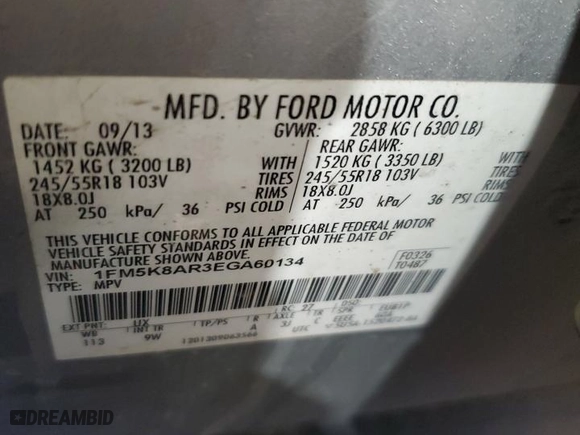 2014 Ford Utility Police Interceptor with VIN 1FM5K8AR3EGA60134, listed as a Copart auction lot 51418245 with 168,252 mi miles and Salvage Title. Bid and sale history available at carsss.com. Image 13.