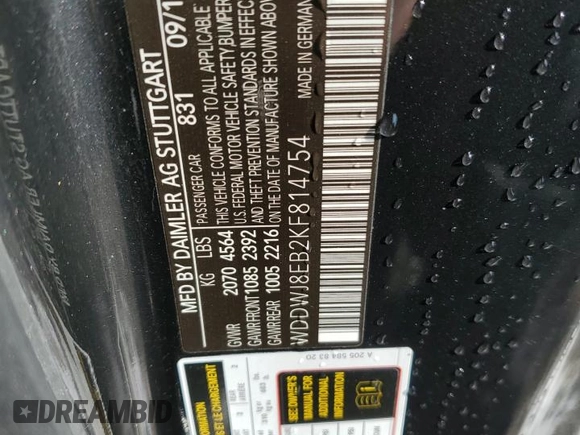 2019 Mercedes-Benz C 300 with VIN WDDWJ8EB2KF814754, listed as a Copart auction lot 42296685 with 73,862 mi miles and Salvage title. Bid and sale history available at DreamBid. Image 13.