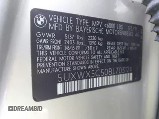 2011 BMW X3 28i with VIN 5UXWX5C50BL703124, listed as a IAAI auction lot 41563175 with 216,317 mi miles. Bid and sale history available at carsss.com. Image 9.