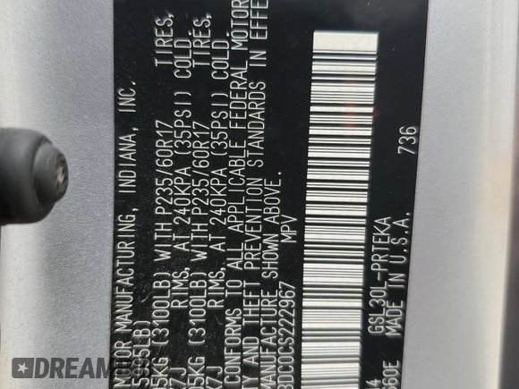 2012 Toyota Sienna LE AAS z VIN 5TDKK3DC0CS222967, wystawiony jako Copart lot #58044405 z przebiegiem 219 970 mil mil oraz Szkoda całkowita • Salvage title. Historia ofert i sprzedaży dostępna na DreamBid. Obrazek 14.