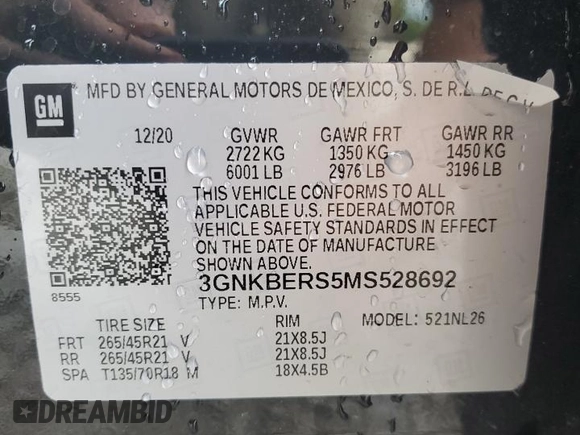 2021 Chevrolet Blazer RS z VIN 3GNKBERS5MS528692, wystawiony jako Copart lot #48806655 z przebiegiem 48 422 mil mil oraz Szkoda całkowita • Salvage title. Historia ofert i sprzedaży dostępna na DreamBid. Obrazek 13.
