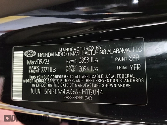 2023 Hyundai Elantra SEL with VIN 5NPLM4AG6PH112044, listed as a IAAI auction lot 42808806 with 41,428 mi miles and . Bid and sale history available at DreamBid. Image 23.