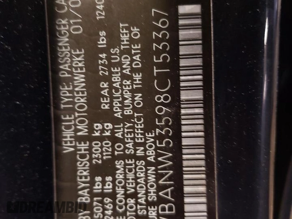 2008 BMW 5 Series 550i with VIN WBANW53598CT53367, listed as a Copart auction lot 43763995 with 178,034 mi miles and Salvage Title. Bid and sale history available at carsss.com. Image 12.