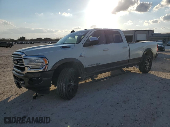 2019 Ram 2500 Laramie Longhorn with VIN 3C6UR5LL4KG593040, listed as a Copart auction lot 44170595 with 160,488 mi miles and Salvage title. Bid and sale history available at DreamBid. Image 1.