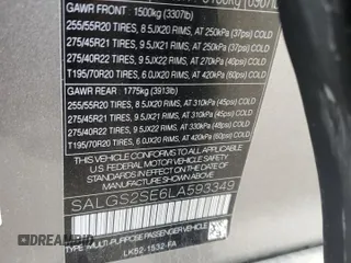 2020 Land Rover Range Rover P525 HSE с VIN SALGS2SE6LA593349, выставлен на аукционе Copart как лот 89162435 с пробегом 69 917 миль миль и Списание • Salvage title. История ставок и продаж доступна на DreamBid. Изображение 12.