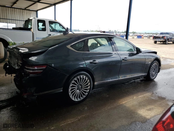 2023 Genesis Electrified G80 with VIN KMTGE4S14PU004795, listed as a Copart auction lot 68105384 with 11,344 mi miles and Salvage Title. Bid and sale history available at carsss.com. Image 3.