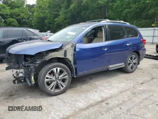2017 Nissan Pathfinder SV z VIN 5N1DR2MN8HC656218, wystawiony jako Copart lot #57113355 z przebiegiem 83 827 mil mil oraz Szkoda całkowita • Salvage title. Historia ofert i sprzedaży dostępna na DreamBid. Obrazek 1.