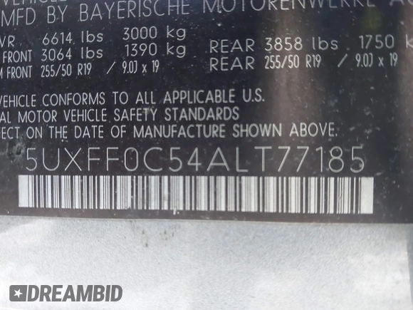 2010 BMW X5 35d with VIN 5UXFF0C54ALT77185, listed as a IAAI auction lot 41699375 with 151,770 mi miles. Bid and sale history available at carsss.com. Image 9.