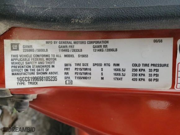 2009 Chevrolet Colorado Work Truck with VIN 1GCCS199698105235, listed as a Copart auction lot 83821564 with 187,981 mi miles and Salvage Title. Bid and sale history available at carsss.com. Image 12.
