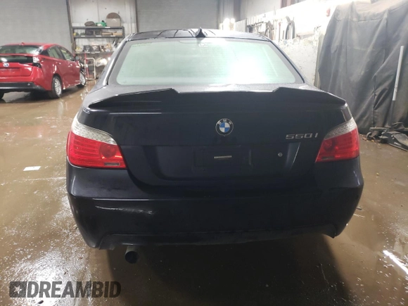 2008 BMW 5 Series 550i with VIN WBANW53598CT53367, listed as a Copart auction lot 43763995 with 178,034 mi miles and Salvage Title. Bid and sale history available at carsss.com. Image 6.