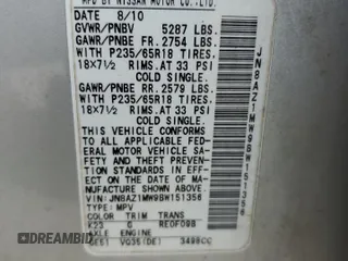 2011 Nissan Murano S z VIN JN8AZ1MW9BW151356, wystawiony jako Copart lot #57848725 z przebiegiem 218 888 mil mil oraz Szkoda całkowita • Salvage title. Historia ofert i sprzedaży dostępna na DreamBid. Obrazek 13.