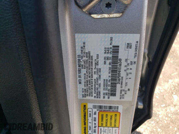 2015 Ford Fusion SE with VIN 3FA6P0H94FR166349, listed as a Copart auction lot 51457095 with 75,036 mi miles and Salvage Title. Bid and sale history available at carsss.com. Image 12.