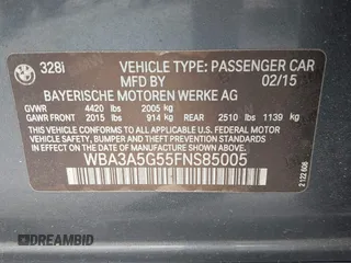 2015 BMW 3 Series 328i с VIN WBA3A5G55FNS85005, выставлен на аукционе IAAI как лот 41980680 с пробегом 136 517 миль миль и . История ставок и продаж доступна на DreamBid. Изображение 9.