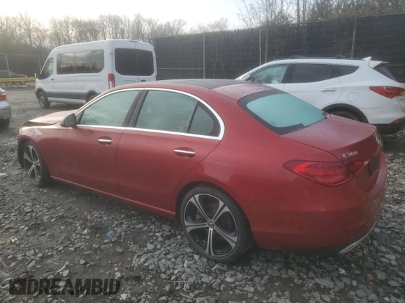 2022 Mercedes-Benz C 300 with VIN W1KAF4HB7NR064450, listed as a Copart auction lot 43190125 with 21,564 mi miles and Salvage Title. Bid and sale history available at DreamBid. Image 2.