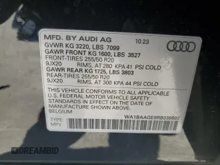 2024 Audi Q8 e-tron z VIN WA1BAAGE8RB038603, wystawiony jako Copart lot #70834514 z przebiegiem 7300 mil mil oraz Szkody całkowita. Historia ofert i sprzedaży dostępna na DreamBid. Obrazek 14.
