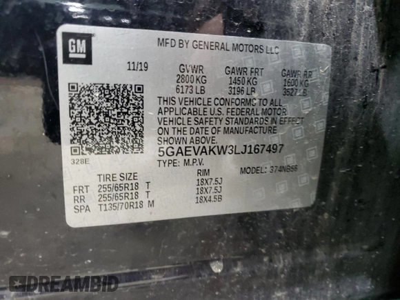 2020 Buick Enclave Essence with VIN 5GAEVAKW3LJ167497, listed as a Copart auction lot 41983635 with 63,271 mi miles and Salvage Title. Bid and sale history available at DreamBid. Image 13.