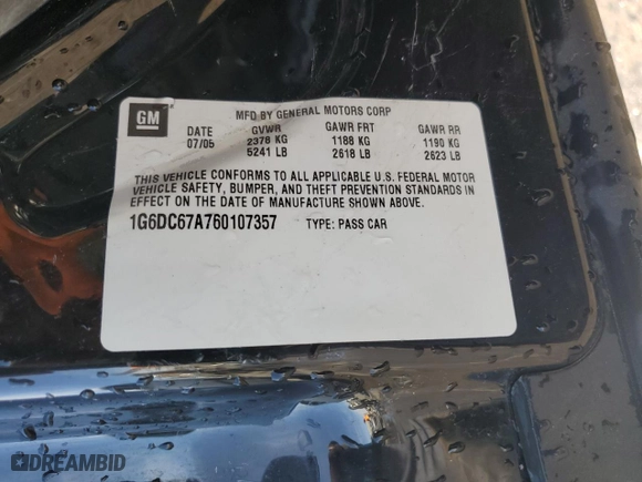 2006 Cadillac STS with VIN 1G6DC67A760107357, listed as a Copart auction lot 48340535 with 139,105 mi miles and Salvage Title. Bid and sale history available at carsss.com. Image 13.