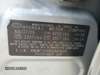 2004 Hyundai Sonata GLS with VIN KMHWF35H34A940619, listed as a Copart auction lot 51607865 with 192,742 mi miles and Salvage Title. Bid and sale history available at carsss.com. Image 12.