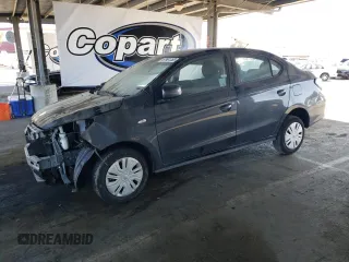 2024 Mitsubishi Mirage ES z VIN ML32FUFJ9RHF01357, wystawiony jako Copart lot #57681355 z przebiegiem 21 420 mil mil oraz Szkoda całkowita • Salvage title. Historia ofert i sprzedaży dostępna na DreamBid. Obrazek 1.