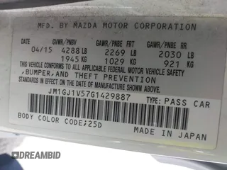 2016 Mazda Mazda6 i Touring with VIN JM1GJ1V57G1429887, listed as a IAAI auction lot 42029170 with 140,519 mi miles. Bid and sale history available at carsss.com. Image 9.