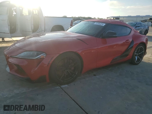2021 Toyota GR Supra 3.0 with VIN WZ1DB0C02MW043752, listed as a Copart auction lot 73785324 with 53,345 mi miles and Salvage Title. Bid and sale history available at carsss.com. Image 1.