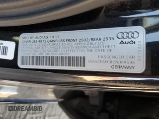 2012 Audi A6 2.0T Premium with VIN WAUCFAFC8CN064598, listed as a Copart auction lot 73256394 with 160,995 mi miles and Clean Title. Bid and sale history available at carsss.com. Image 12.