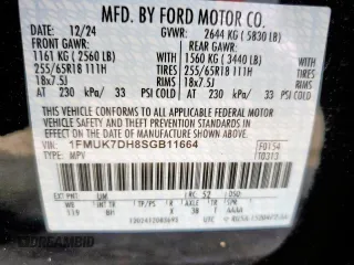 2025 Ford Explorer Active with VIN 1FMUK7DH8SGB11664, listed as a Copart auction lot 56994065 with 2,144 mi miles and Salvage title. Bid and sale history available at DreamBid. Image 13.