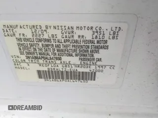 2010 Nissan Sentra S with VIN 3N1AB6AP0AL647650, listed as a IAAI auction lot 42590625 with 156,670 mi miles and . Bid and sale history available at DreamBid. Image 9.