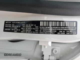 2019 Alfa Romeo Stelvio Sport z VIN ZASPAKAN5K7C57383, wystawiony jako Copart lot #65639402 z przebiegiem Nie podano mil oraz . Historia ofert i sprzedaży dostępna na DreamBid. Obrazek 10.