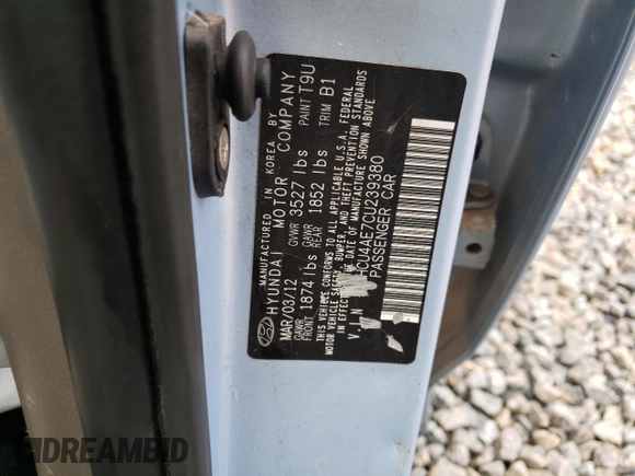 2012 Hyundai Accent GLS z VIN KMHCU4AE7CU239380, wystawiony jako Copart lot #85431244 z przebiegiem 150 369 mil mil oraz Nie do naprawy • Non repairable. Historia ofert i sprzedaży dostępna na DreamBid. Obrazek 12.