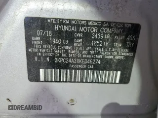 2019 Hyundai Accent SE with VIN 3KPC24A3XKE046274, listed as a Copart auction lot 52256165 with 147,679 mi miles and Clean Title. Bid and sale history available at carsss.com. Image 12.