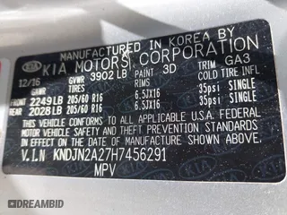 2017 Kia Soul with VIN KNDJN2A27H7456291, listed as a IAAI auction lot 42009161 with 168,255 mi miles. Bid and sale history available at carsss.com. Image 9.