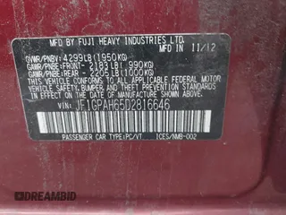 2013 Subaru Impreza Limited с VIN JF1GPAH65D2816646, выставлен на аукционе IAAI как лот 42818313 с пробегом 202 733 миль миль и . История ставок и продаж доступна на DreamBid. Изображение 9.