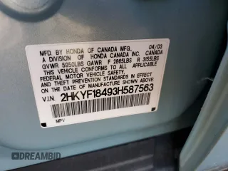 2003 Honda Pilot EX with VIN 2HKYF18493H587563, listed as a Copart auction lot 54897205 with 120,408 mi miles and Salvage Title. Bid and sale history available at carsss.com. Image 14.
