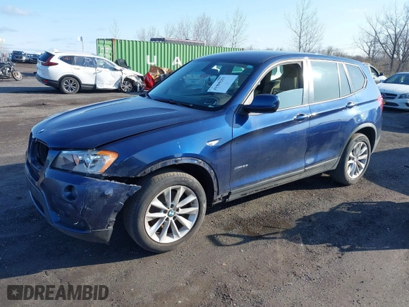 2013 BMW X3 xDrive28i with VIN 5UXWX9C54D0A26478, listed as a IAAI auction lot 41909253 with 125,938 mi miles. Bid and sale history available at carsss.com. Image 2.