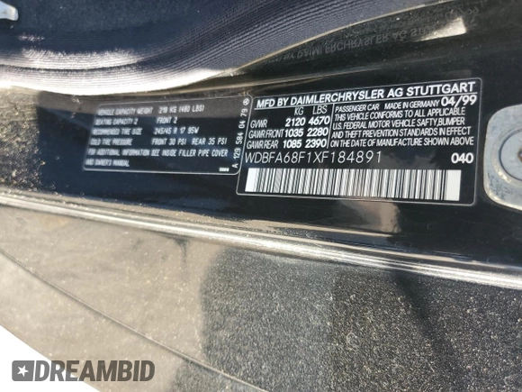 1999 Mercedes-Benz SL-Class with VIN WDBFA68F1XF184891, listed as a Copart auction lot 77082284 with 96,379 mi miles and Salvage Title. Bid and sale history available at carsss.com. Image 13.