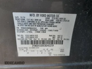 2014 Ford Flex SEL z VIN 2FMGK5C8XEBD43259, wystawiony jako Copart lot #56129285 z przebiegiem 142 203 mil mil oraz Szkoda całkowita • Salvage title. Historia ofert i sprzedaży dostępna na DreamBid. Obrazek 12.