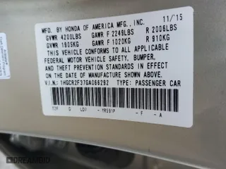 2016 Honda Accord Sedan LX with VIN 1HGCR2F37GA066292, listed as a Copart auction lot 45606335 with 76,836 mi miles and Salvage Title. Bid and sale history available at carsss.com. Image 12.