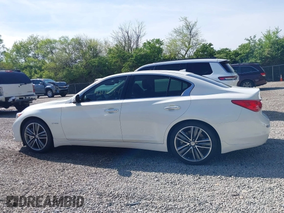 2014 Infiniti Q50 Hybrid Sport with VIN JN1AV7AR0EM703550, listed as a IAAI auction lot 42212384 with 79,308 mi miles and . Bid and sale history available at carsss.com. Image 14.