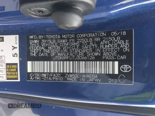2018 Toyota Prius Two with VIN JTDKBRFU7J3066126, listed as a IAAI auction lot 42064006 with 119,947 mi miles and . Bid and sale history available at carsss.com. Image 9.