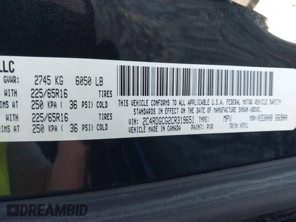 2012 Dodge Grand Caravan SXT with VIN 2C4RDGCG2CR319651, listed as a IAAI auction lot 42097594 with 155,521 mi miles and . Bid and sale history available at DreamBid. Image 9.