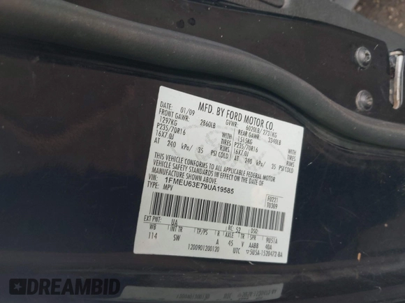 2009 Ford Explorer XLT с VIN 1FMEU63E79UA19585, выставлен на аукционе IAAI как лот 41178969 с пробегом 237 614 миль миль и . История ставок и продаж доступна на DreamBid. Изображение 9.