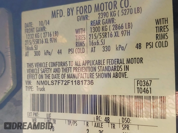2015 Ford Transit Connect XLT с VIN NM0LS7F72F1181736, выставлен на аукционе IAAI как лот 40386511 с пробегом 148 091 миль миль и . История ставок и продаж доступна на DreamBid. Изображение 9.