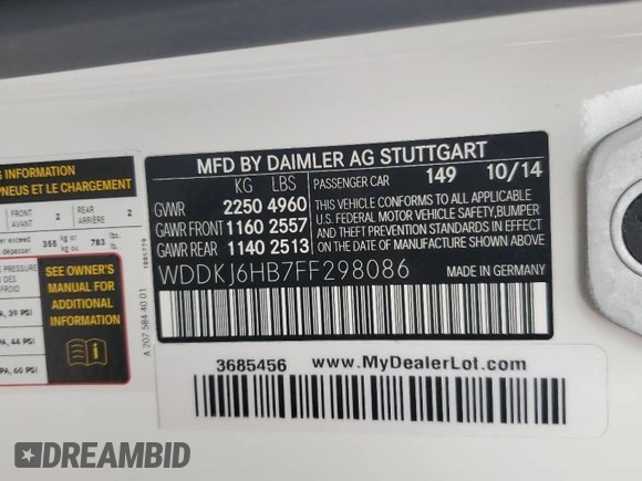 2015 Mercedes-Benz E 400 with VIN WDDKJ6HB7FF298086, listed as a Copart auction lot 79484834 with 138,939 mi miles and Clean title. Bid and sale history available at DreamBid. Image 14.
