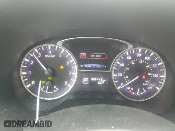 2013 Infiniti JX35 with VIN 5N1AL0MN9DC324307, listed as a Copart auction lot 72595514 with 106,443 mi miles and Salvage Title. Bid and sale history available at carsss.com. Image 9.