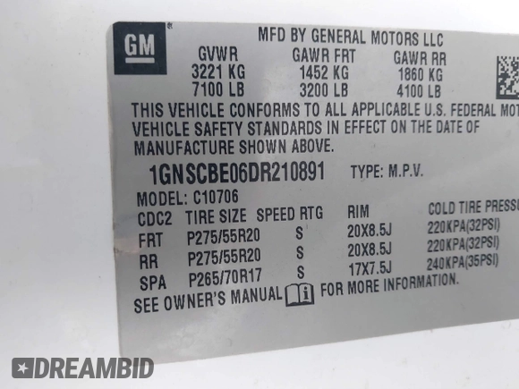 2013 Chevrolet Tahoe LT с VIN 1GNSCBE06DR210891, выставлен на аукционе IAAI как лот 40966533 с пробегом 133 725 миль миль и . История ставок и продаж доступна на DreamBid. Изображение 9.