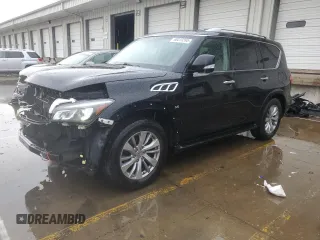 2017 Infiniti QX80 with VIN JN8AZ2NF7H9642908, listed as a Copart auction lot 60019395 with 154,923 mi miles and Salvage title. Bid and sale history available at DreamBid. Image 1.